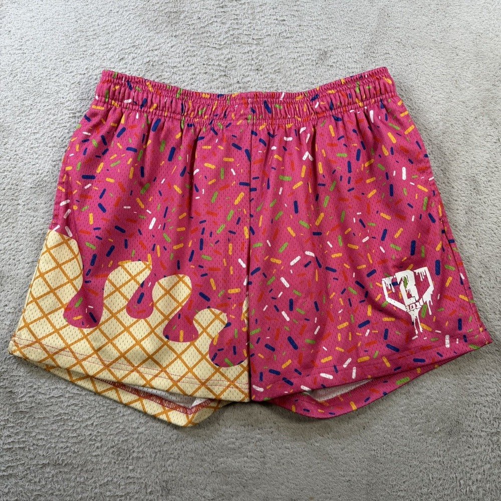 B101 Baseball Lifestyle 101 Shorts Men Small Pink Ice Cream Sprinkles Drawstring
